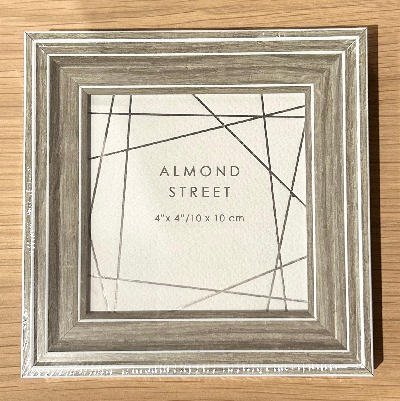 Almond Street 4" x 4" Photo Frame - Grey with Gold Edge