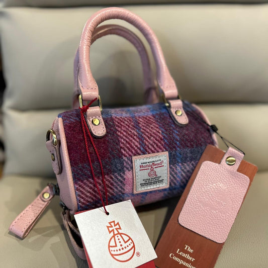 Ashwood Leather/Harris Tweed Mini Handbag (Pink)