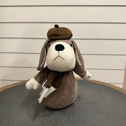 Dogdoor stop with hat and scarf - light brown, espresso and white
