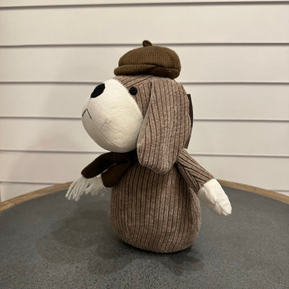 Dogdoor stop with hat and scarf - light brown, espresso and white