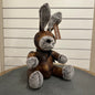 Rabbit doorstop - brown leather and grey fur