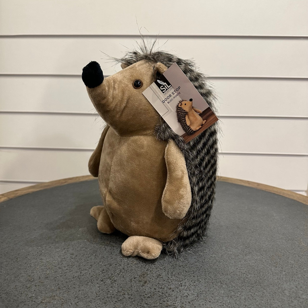 Hedgehog doorstop - brown with grey stripes