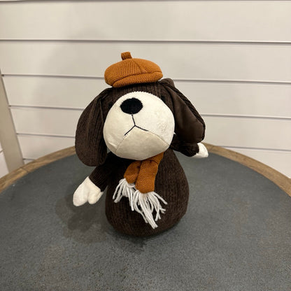 Dog doorstop - dark brown and tan