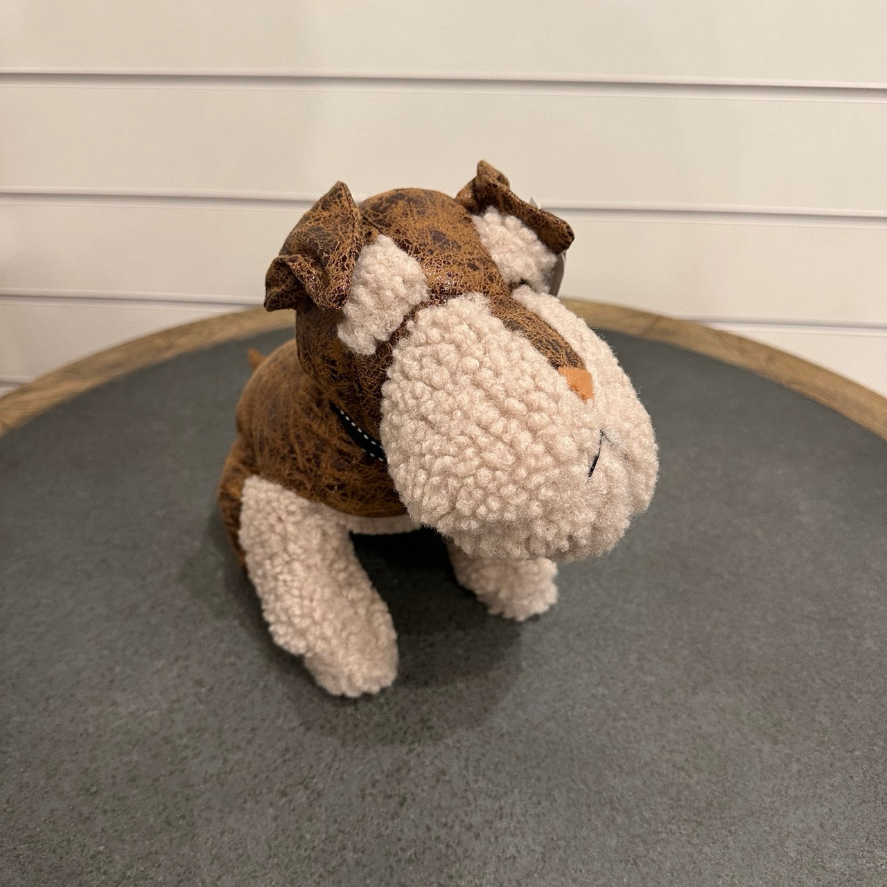 Dog doorstop - leather and wool