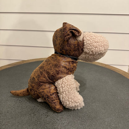 Dog doorstop - leather and wool
