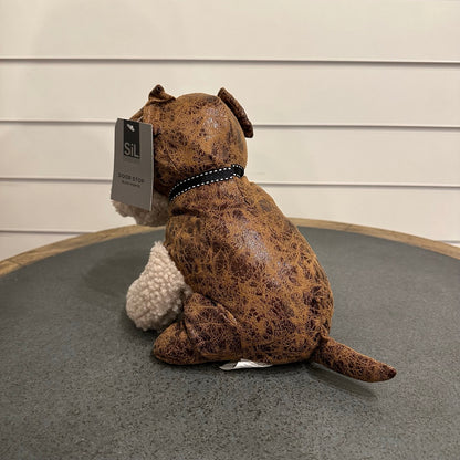 Dog doorstop - leather and wool