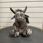 Highland Cow doorstop - grey and brown tartan