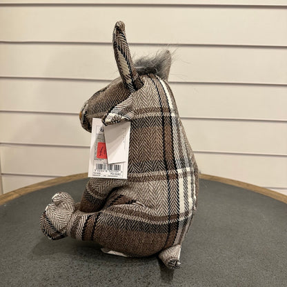 Highland Cow doorstop - grey and brown tartan