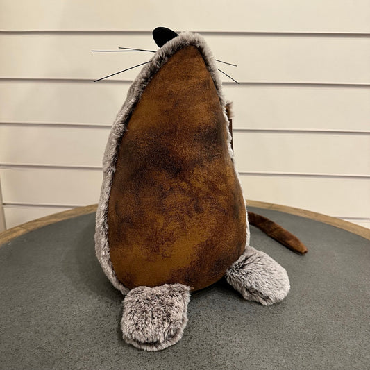 Mouse doorstop - dark brown and grey