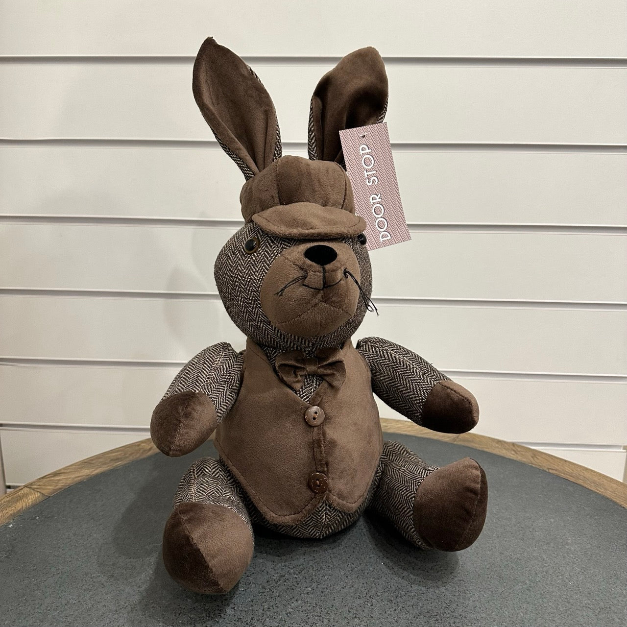 Rabbit doorstop - Brown tweed