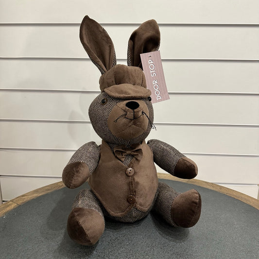 Rabbit doorstop - Brown tweed