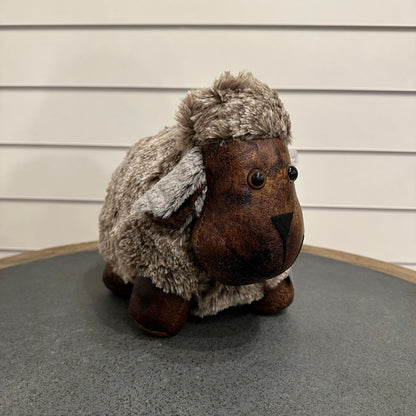 Brown and grey sheep door stop