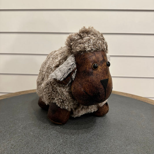 Brown and grey sheep door stop