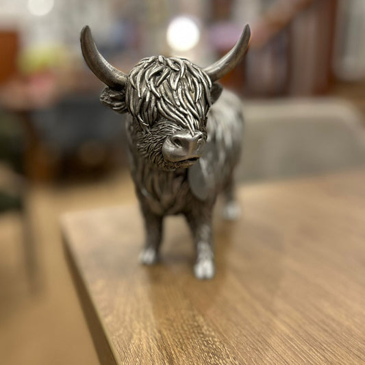 Silver Highland Cow Ornament