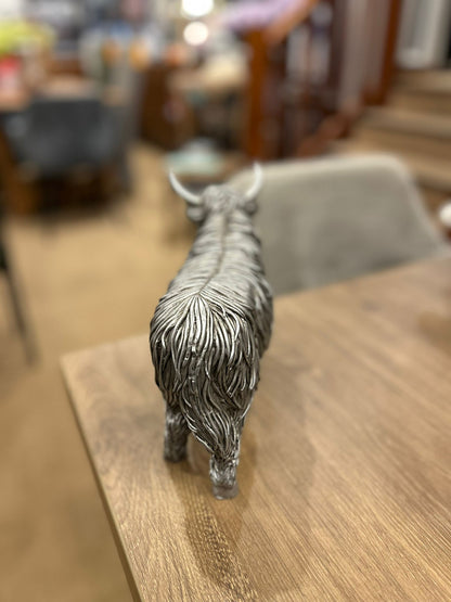 Silver Highland Cow Ornament