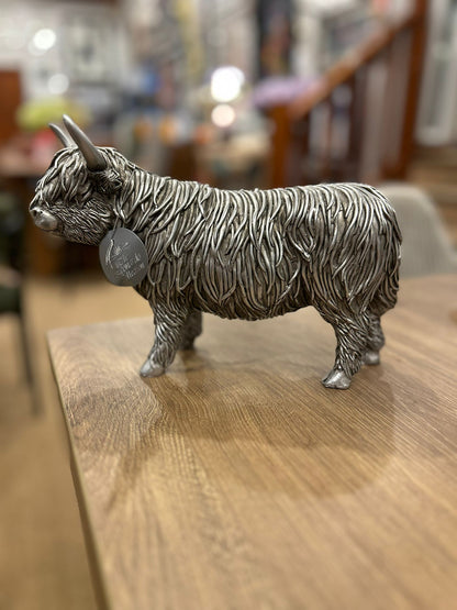Silver Highland Cow Ornament