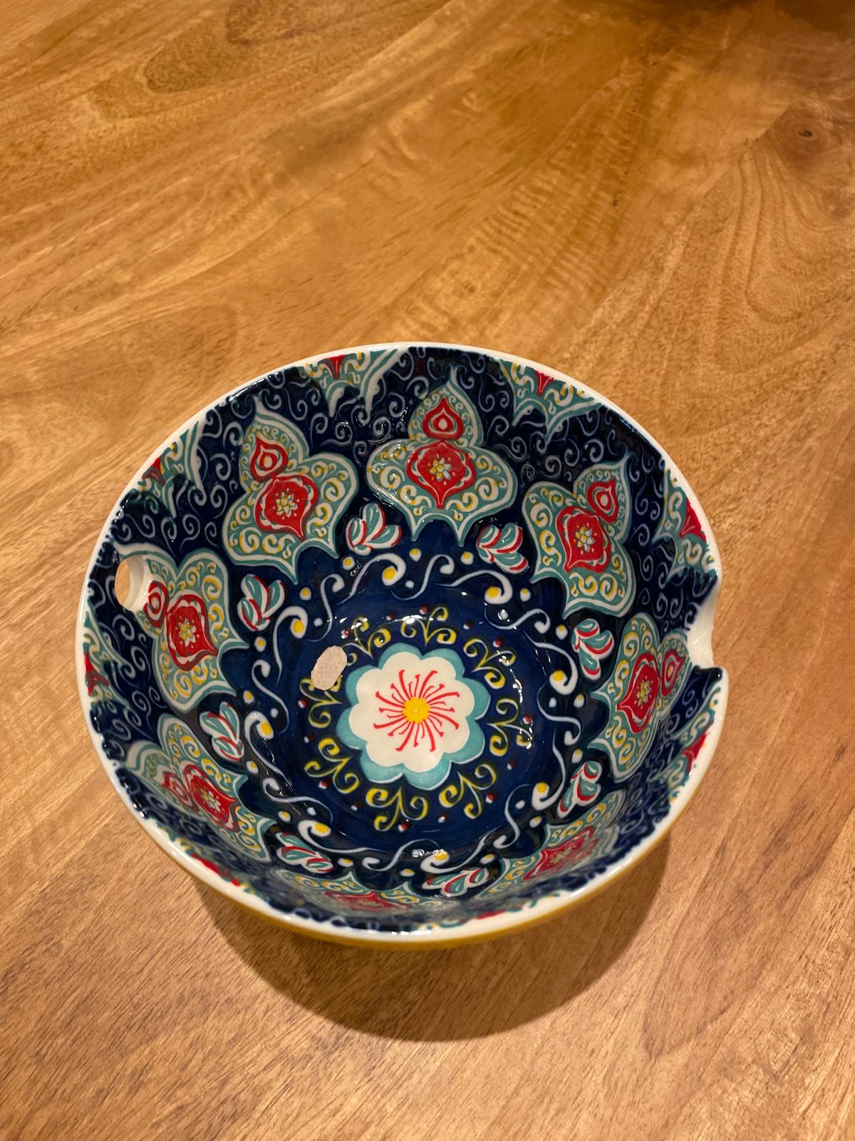 Yellow Patterned Bowl With Chop Sticks