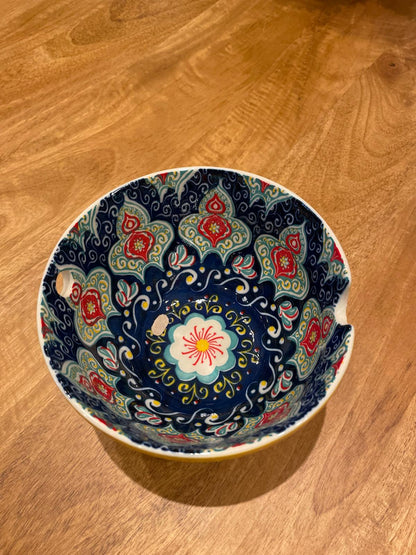 Yellow Patterned Bowl With Chop Sticks