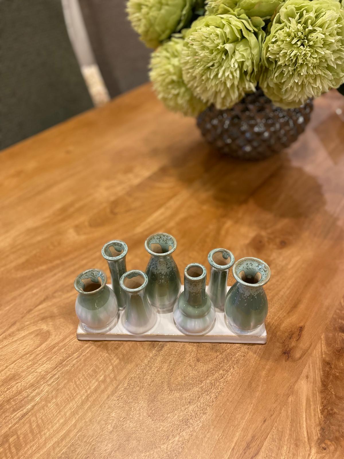 Assembled Set Of 7 Ceramic Mini Vases