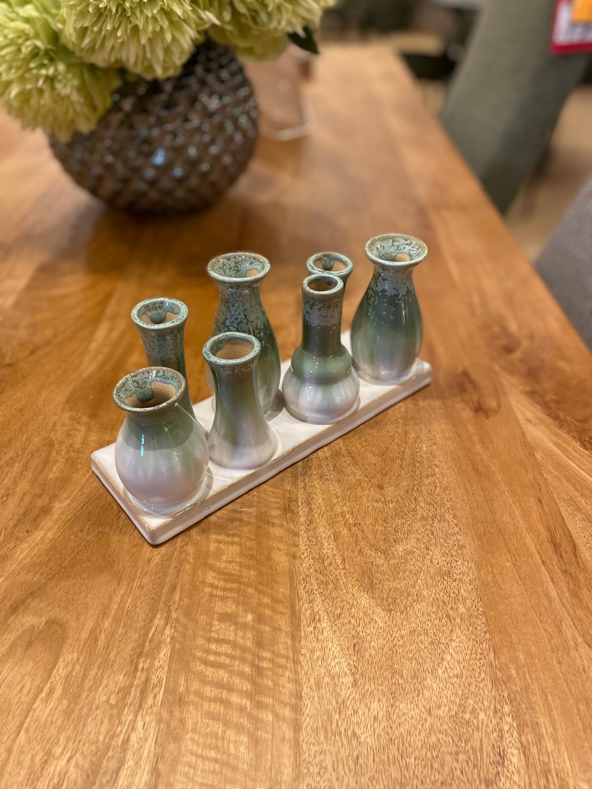 Assembled Set Of 7 Ceramic Mini Vases