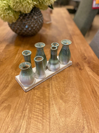 Assembled Set Of 7 Ceramic Mini Vases