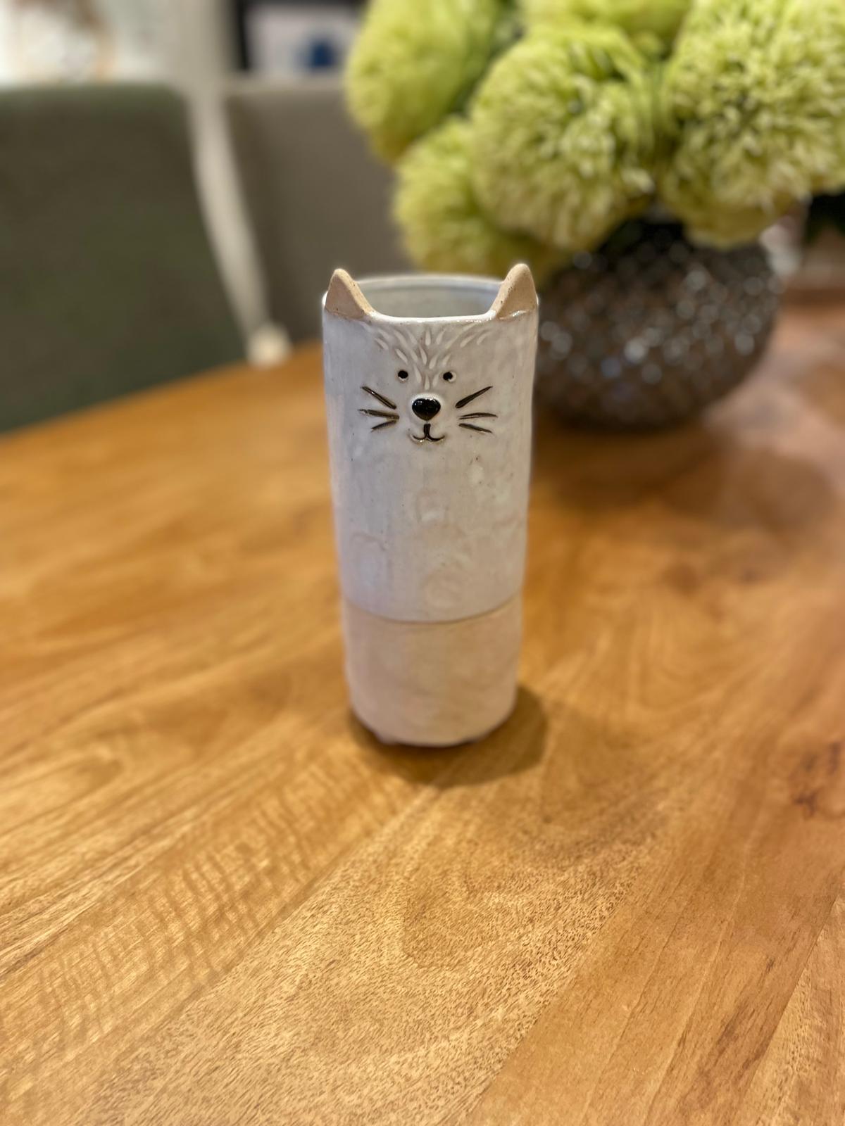 Ceramic Cat Vase